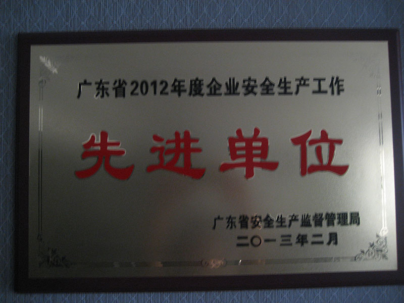 2012年度企业安全生产工作先进单位